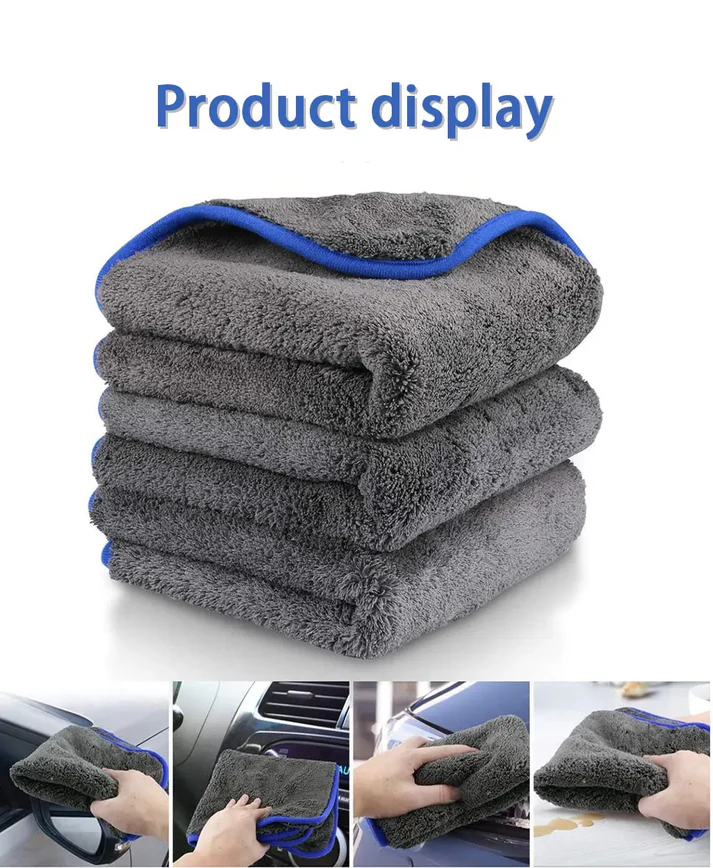 3 Pack of 1200GSM Coral Fleece Microfibre Car Wash, Detailing Towels Perfect On Paintwork, Glass, Mirrors, Wheels